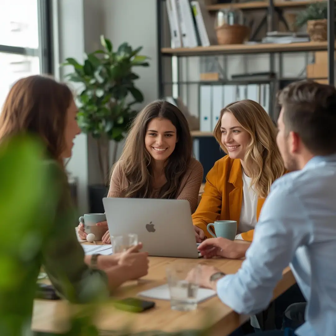 team working together relaxed